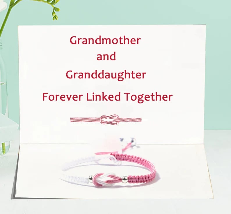 ๐-To My Granddaughter "Forever Linked Together" Handmade Braided Bracelet