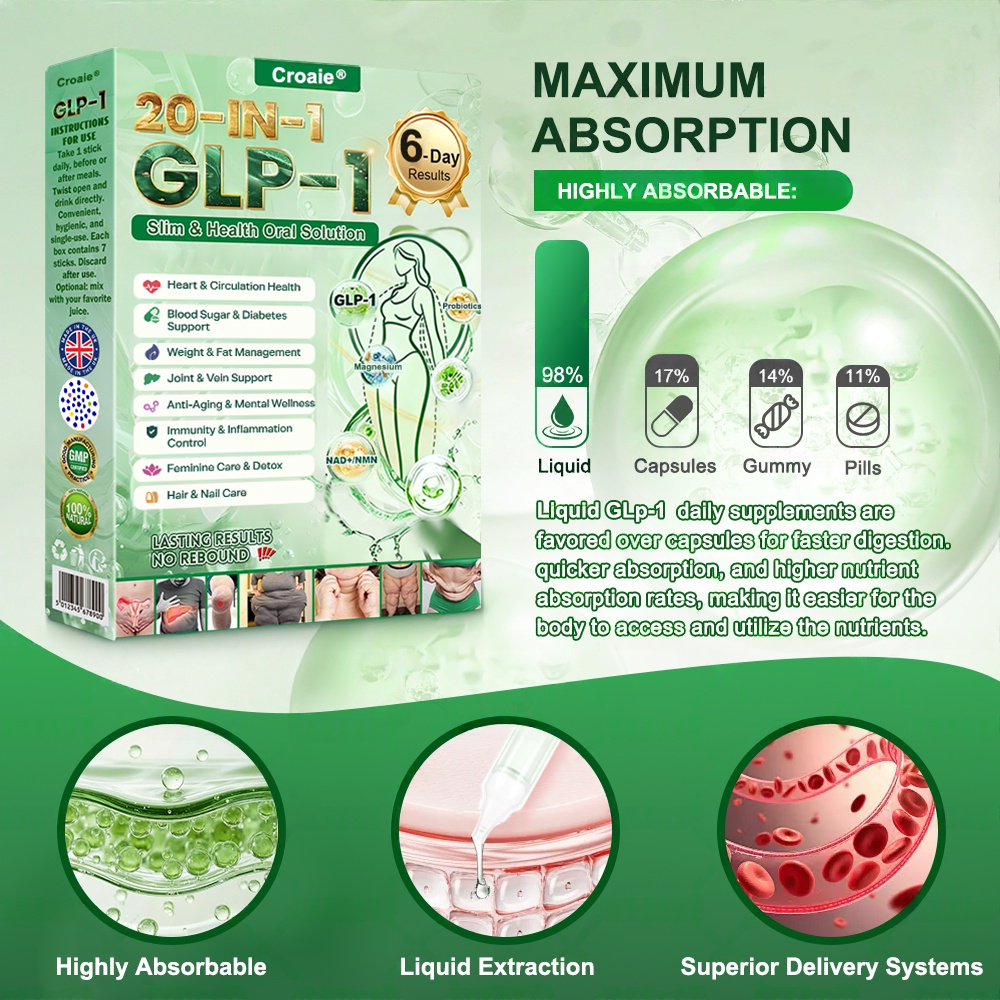 🔥New Arrival  Croaie® 𝗚𝗟𝗣-𝟭 𝟐𝟎-𝐢𝐧-𝟏 𝐒𝐥𝐢𝐦 & 𝐇𝐞𝐚𝐥𝐭𝐡 𝐎𝐫𝐚𝐥 𝐒𝐨𝐥𝐮𝐭𝐢𝐨𝐧 -𝑶𝒏𝒄𝒆 𝒂 𝒅𝒂𝒚, 𝒓𝒆𝒔𝒖𝒍𝒕𝒔 𝒊𝒏 6 𝒅𝒂𝒚𝒔, 𝑾𝒊𝒕𝒉 100 𝑩𝒊𝒍𝒍𝒊𝒐𝒏 𝑪𝑭𝑼 𝑨𝒄𝒕𝒊𝒗𝒆 𝑷𝒓𝒐𝒃𝒊𝒐𝒕𝒊𝒄𝒔 ✅ 𝑺𝒖𝒑𝒑𝒐𝒓𝒕𝒔 𝒘𝒆𝒊𝒈𝒉𝒕 𝒎𝒂𝒏𝒂𝒈𝒆𝒎𝒆𝒏𝒕, 𝒉𝒆𝒂𝒓𝒕 𝒉𝒆𝒂𝒍𝒕𝒉, 𝒅𝒊𝒂𝒃𝒆𝒕𝒆𝒔, 𝒈𝒖𝒕 & 𝒘𝒐𝒎𝒆𝒏’𝒔 𝒉𝒆𝒂𝒍𝒕𝒉, 𝒘𝒉𝒊𝒍𝒆 𝒇𝒊𝒓𝒎𝒊𝒏𝒈 𝒔𝒌𝒊𝒏