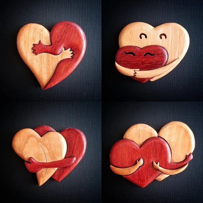 🌲 A Hug From My Heart For You (Handmade Wood Carvings)