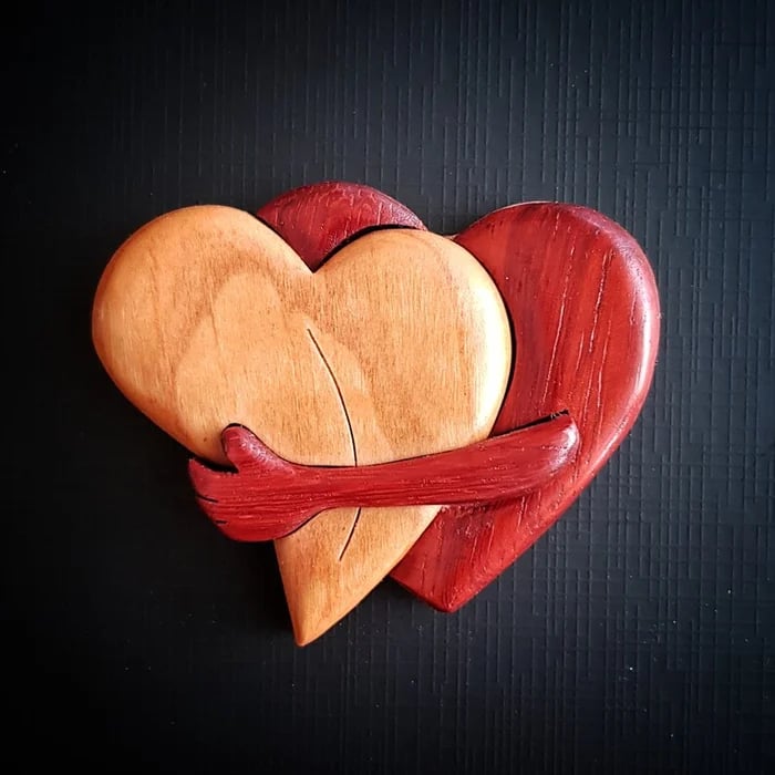 🌲 A Hug From My Heart For You (Handmade Wood Carvings)