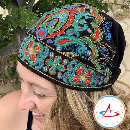 Handmade Embroidered Bandana Caps
