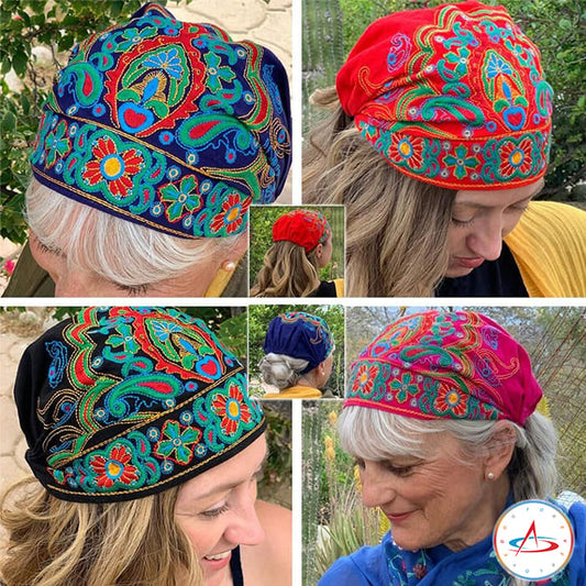 Handmade Embroidered Bandana Caps